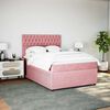 vidaXL Boxspring met matras fluweel roze 140x190 cm