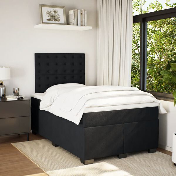 vidaXL Boxspring met matras fluweel zwart 120x190 cm