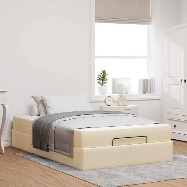 vidaXL Bedframe met matras met matras 2 pcs Cr&egrave;me Stof