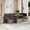 vidaXL 7-delige Loungeset met kussens poly rattan grijs