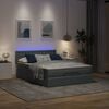 vidaXL Bed poef met matras en LED's 140x200 cm stof donkergrijs