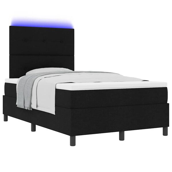 vidaXL Boxspring bed met matras met LED Zwart 120 x 190 cm Stof