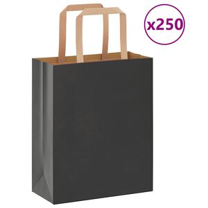 vidaXL Papieren zakken 250 st met hengsels 18x8x22 cm zwart