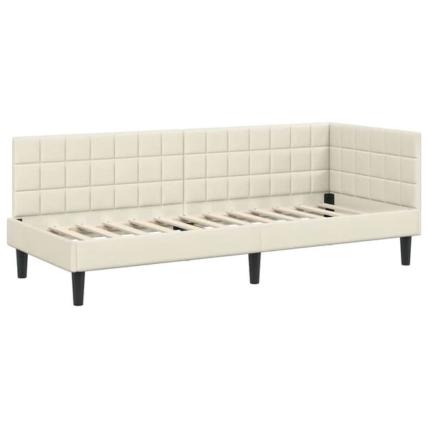 vidaXL Hoekbedframe met hoofdeinde Cr&egrave;me 80 cm x 200 cm Fluweel