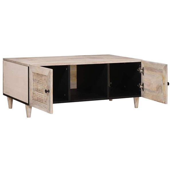 vidaXL Salontafel met plank Beige 100 x 54 x 40 cm Massief acaciahout