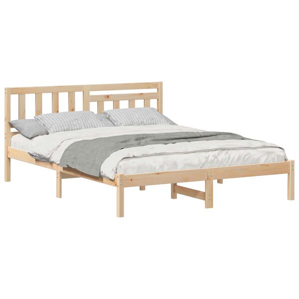 vidaXL Bedframe met hoofdeinde Bruin 160 x 200 cm Massief grenenhout