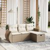 vidaXL 4-delige Loungeset met kussens poly rattan beige