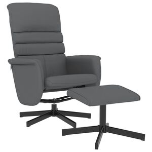 vidaXL Fauteuil verstelbaar met voetenbankje kunstleer grijs