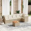 vidaXL 7-delige Loungeset met kussens poly rattan beige
