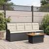 vidaXL 3-delige Loungeset met kussens poly rattan zwart