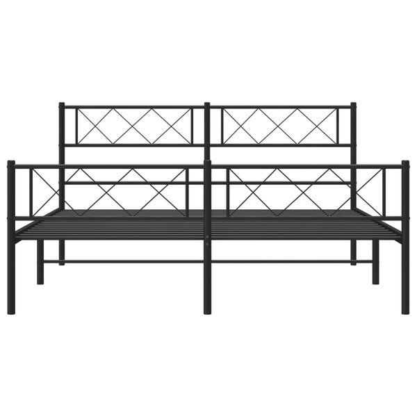 vidaXL Bedframe met hoofd- en voeteneinde metaal zwart 150x200 cm