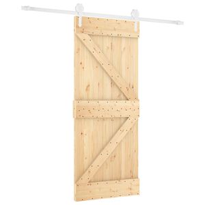 vidaXL Schuifdeur 80 x 210 cm Massief grenenhout Natuurlijk en Wit