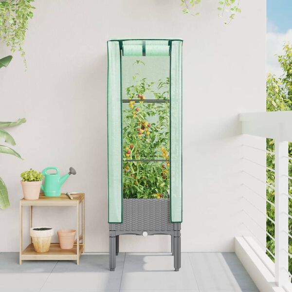 vidaXL Plantenbak verhoogd met kashoes 40x40x140 cm rattanlook