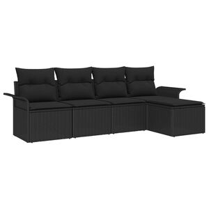vidaXL Tuin Sofa Set met kussen met opslag 5 pcs Zwart poly rattan