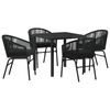 vidaXL Tuin eettafelset 5 pcs Zwart Gepoedercoat staal