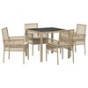 vidaXL Tuin eettafelset 5 pcs Beige poly rattan
