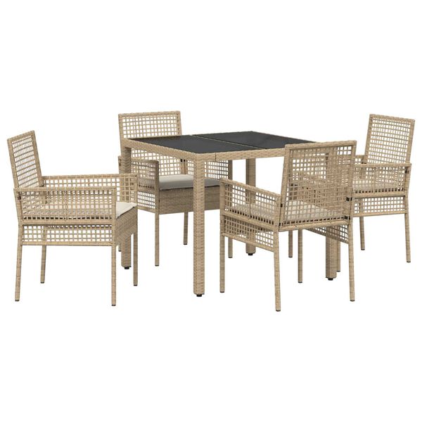 vidaXL Tuin eettafelset 5 pcs Beige poly rattan