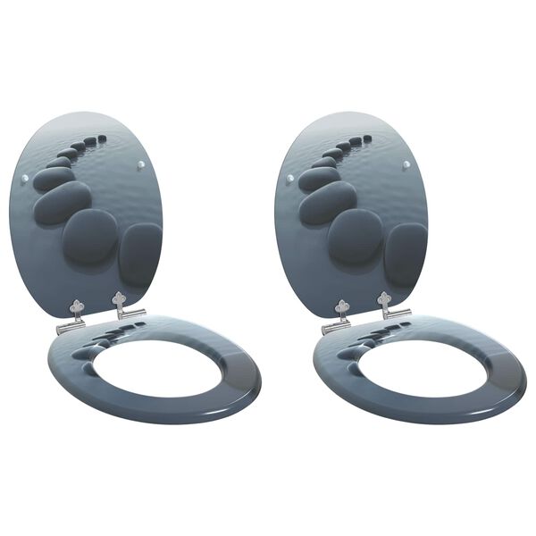 vidaXL Toiletbril 2 pcs Grijs 44 x 38 cm MDF-plaat