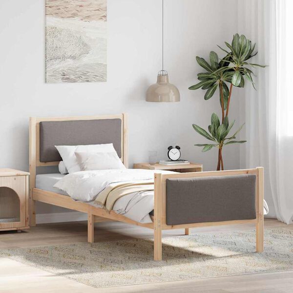 vidaXL Bedframe met hoofdeinde Taupe 75 x 190 cm Stof