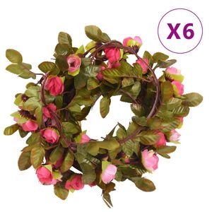 vidaXL Bloemenslingers 6 st 215 cm rozenroze