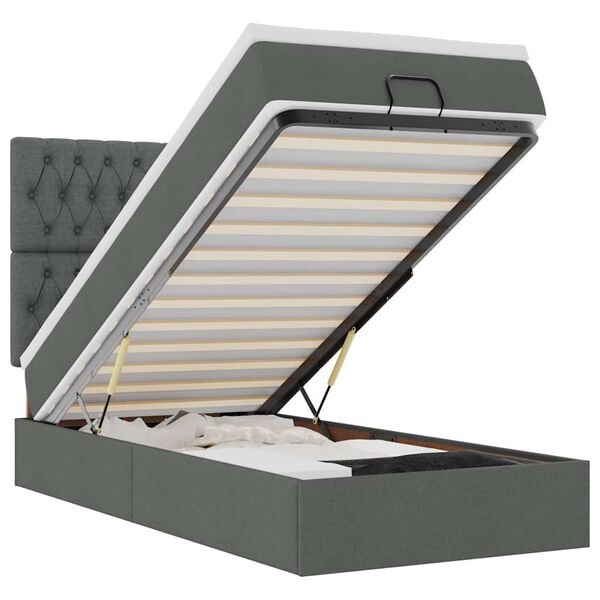 vidaXL Ottoman bed met matras en LED's 100x200cm stof donkergrijs