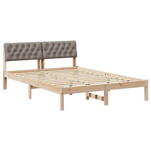 vidaXL Bedframe Bruin en taupe 140 x 190 cm Massief grenenhout