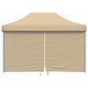 vidaXL Partytent inklapbaar pop-up met 4 zijwanden beige