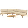 vidaXL Bankstel met kussen Effen 5 pcs Beige Massief Acaciahout