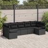 vidaXL Bankstel met kussen 7 pcs Zwart poly rattan