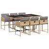 vidaXL 7-delige Tuinset met kussens poly rattan gemengd beige