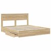 vidaXL Opslag bed met lade Sonoma Eiken 180 x 200 cm Bewerkt hout