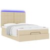 vidaXL Ottoman bed met matras en LED's 140x190cm stof cr&egrave;mekleurig