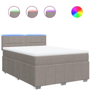vidaXL Boxspring met matras stof taupe 140x200 cm