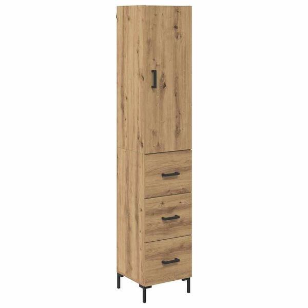 vidaXL Hoge kast Artisan Eiken 69,5 x 34 x 180 cm Bewerkt hout