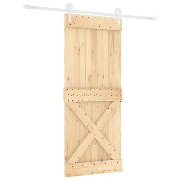 vidaXL Schuifdeur met beslag 100x210 cm massief grenenhout