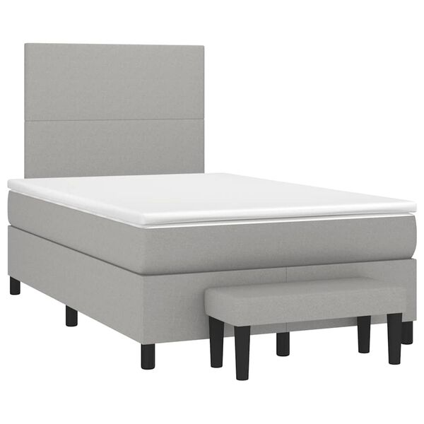 vidaXL Boxspring met matras stof lichtgrijs 120x190 cm