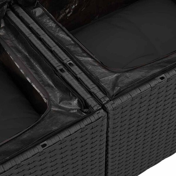 vidaXL Tuin Sofa Set met opslag met kussen 6 pcs Zwart poly rattan