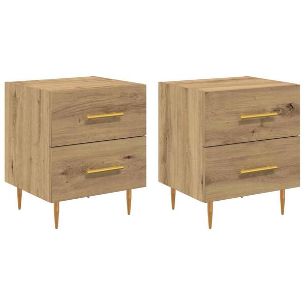 vidaXL Nachtkastje 2 pcs Artisan Eiken 40 x 35 x 47,5 cm Bewerkt hout