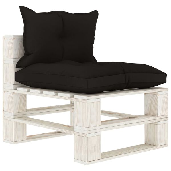 vidaXL 6-delige Loungeset met zwarte kussens pallet hout