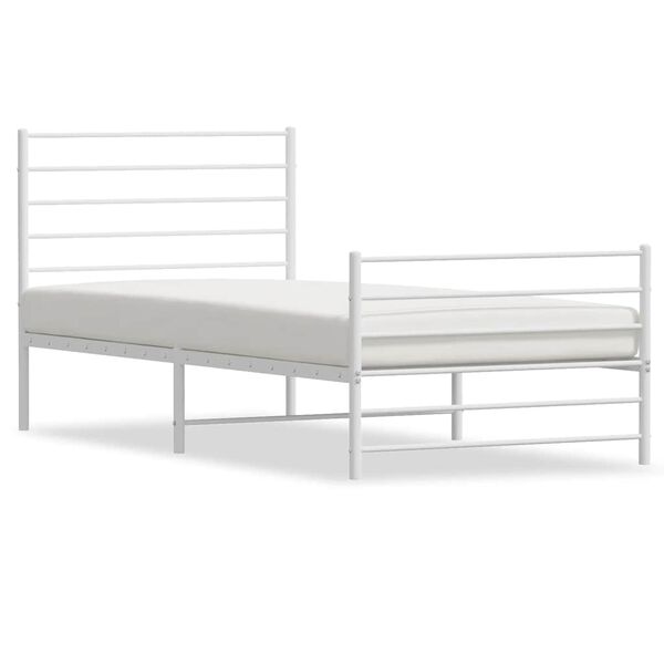 vidaXL Bedframe met hoofd- en voeteneinde metaal wit 100x200 cm