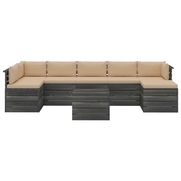 vidaXL 8-delige Loungeset met kussens pallet massief grenenhout
