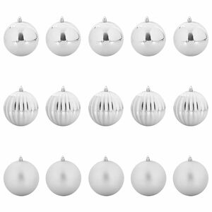 vidaXL Kerstbal Set XL 15 st zilver &Oslash; 10 cm Kunststof