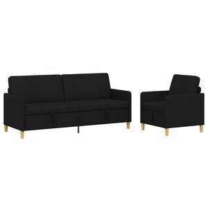 vidaXL Bankenset met opbergruimte 2 st Zwart Polyester