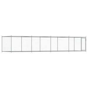 vidaXL Hondenhok met deur 8x2x1,5 m gegalvaniseerd staal grijs