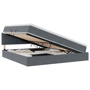 vidaXL Opbergbed met LED met matras Donkergrijs 200 x 200 cm Fluweel