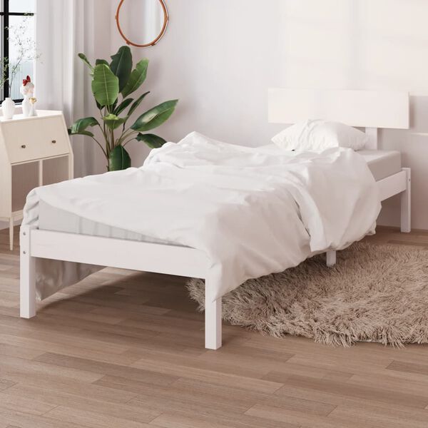 vidaXL Bedframe massief grenenhout wit 90x190 cm