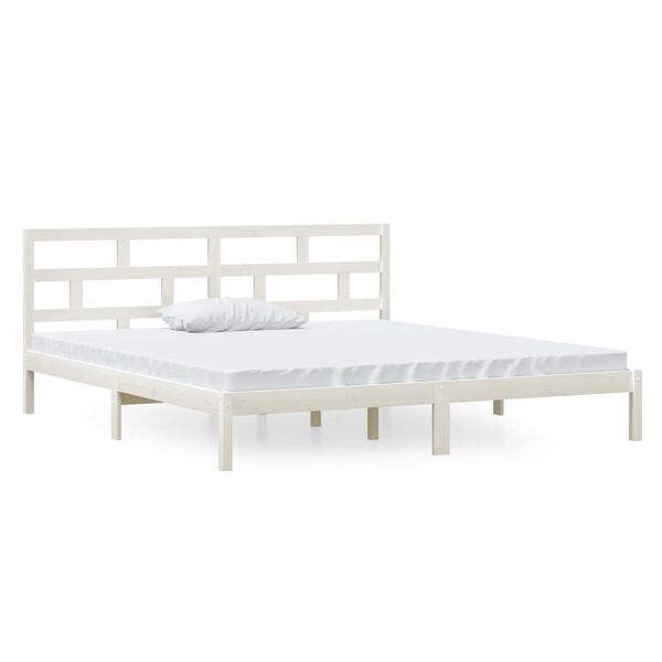vidaXL Bedframe massief grenenhout wit 140x190 cm