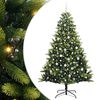 vidaXL Kunstkerstboom met scharnier 300 LEDs Groen 210 cm PVC en PE