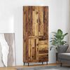 vidaXL Hoge kast met lade 2 pcs Oud Hout Geengineerd Hout en Glas