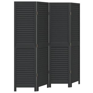 vidaXL Kamerscherm met 4 panelen massief paulowniahout zwart